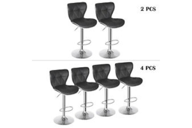 2/4 PCS Adjustable Bar Stools with Shell Back Black Counter Height Barstools