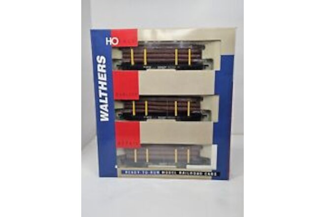 Walthers 932-34002 45' Logging Flat Car 3-Pack Burlington Northern HO Scale New