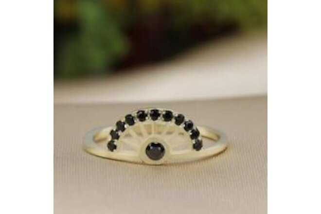 Women's 0.60Ct Round Cut Lab Created Black Spinel 14K Yellow Gold Plated Silver