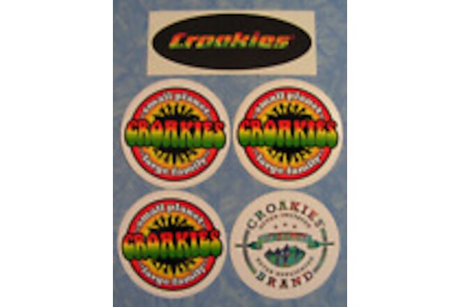 Lot of 5 Croakies Stickers Adventure Surf Kayak SUP Sunglasses Retainer Decals