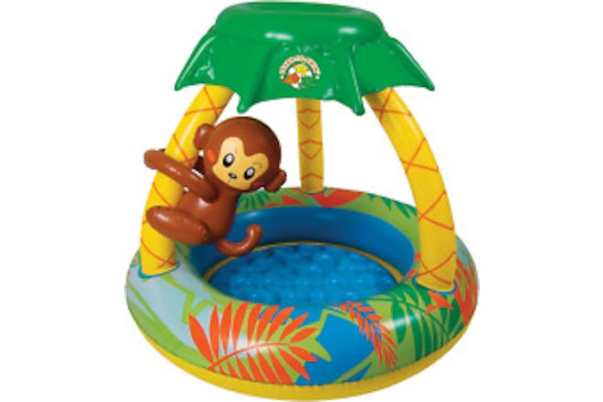 Learn-To-Swim Go Bananas Monkey Inflatable Kiddie Pool with Canopy