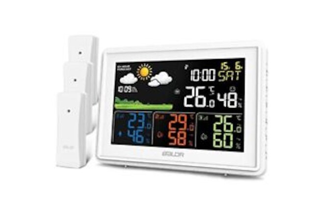 Weather Station Multiple Sensors, Large Color Indoor Outdoor Thermometer