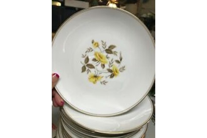 4 Vintage RC Japan Fine China #212 Yellow Flowers Dinner Plates 8.25" NOS