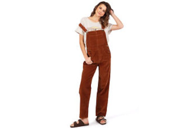 Lana Roux Womens Relaxed Fit Corduroy Oversize Boyfriend Overalls
