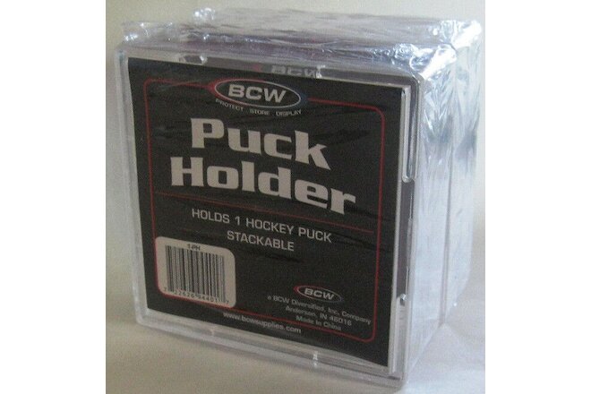 TWO (2) PACK BCW SQUARE HOCKEY PUCK HOLDER CLEAR DISPLAY CASES ~ NEW