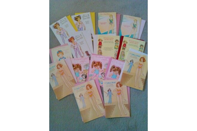 Lot of 15 Vintage Uncut Unpunched Paper Doll Birthday Greeting Cards W/Envelopes