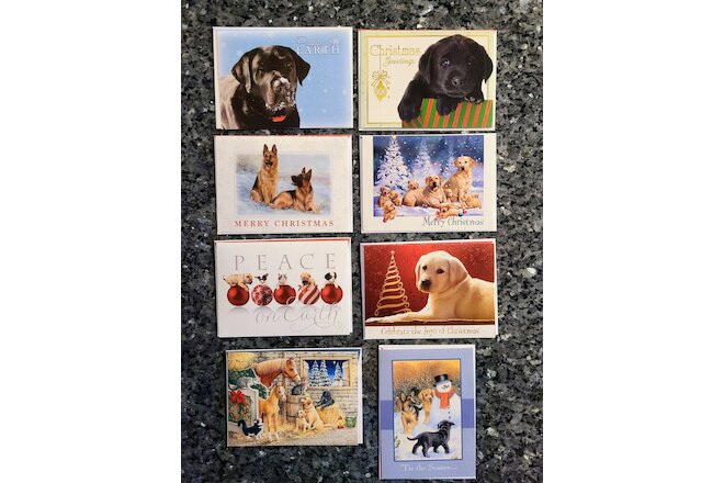 Lot of 8 Beautiful Adorable Canine Christmas Cards with Coordinating Envelopes