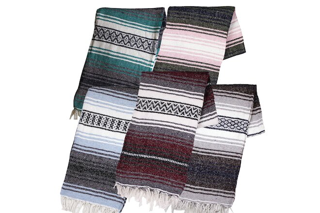 Two (2) Falsa Blankets - Authentic Mexican 74” x 50” Random colors