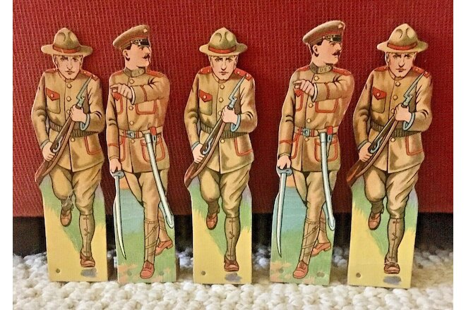 VINTAGE 1915 - 1919  LOT of 5 CARDBOARD SOLDIERS