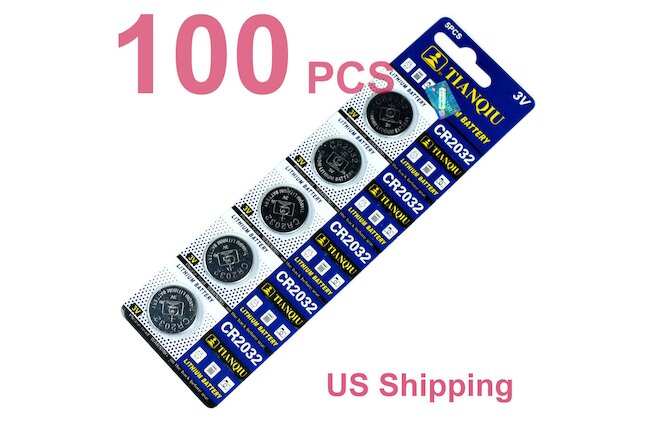 100 PCS CR2032 Lithium Battery 3V Button Cell for Digital Scales remote controls