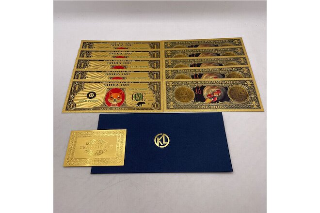 10 pcs GOLD Banknote SHIBA INU COIN CRYPTO banknote DOGECOIN KILLER SHIB COIN