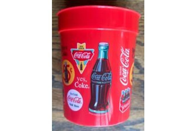 COCA COLA 2 - 25oz PLASTIC BEER SODA DRINK COKE CUPS RED ADVERTISING SET OF 2