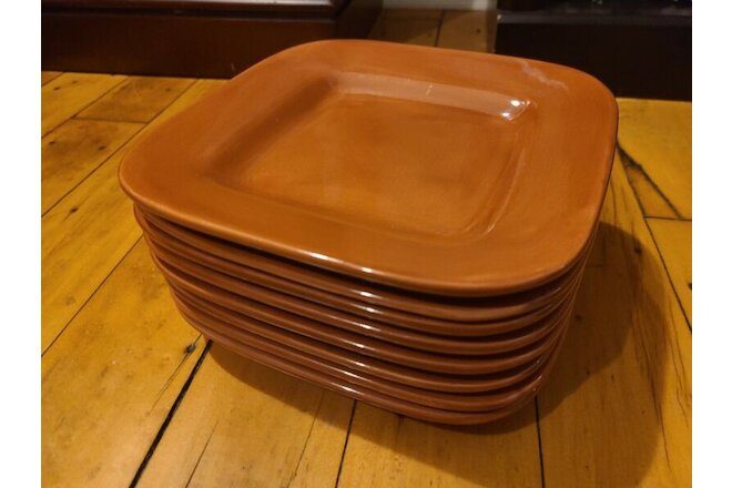 Home American Simplicity Copper/Rust Stoneware Square Salad Plates Set of 8