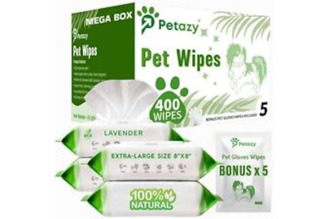 400 Dog Wipes for Paws and Butt Ears Eyes | Organic Pet Wipes for Dogs | Lave...