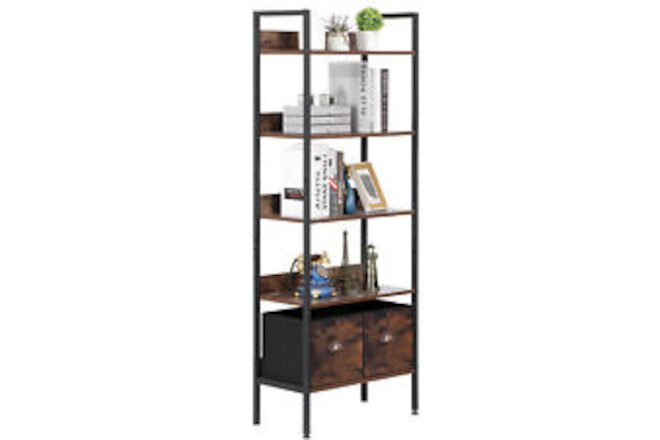 5 Tier Bookshelf Tall Bookcase Shelf Storage Organizer for Bedroom Living Room