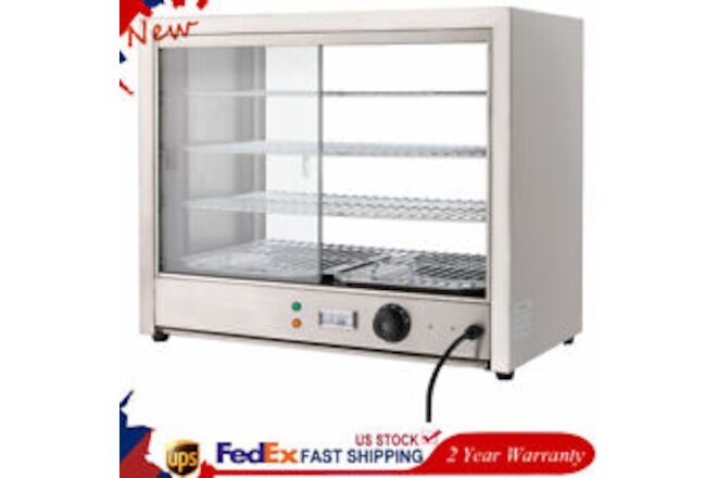 4-Tier Electric Food Pizza Warmer Display Case  Stainless Steel Countertop 800W