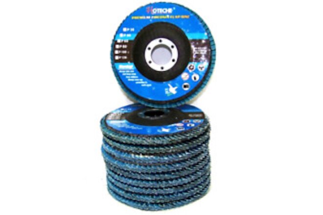 100 pcs 4-1/2"x7/8" 36 Grit Blue Zirconia Flap Disc Angle Grinder Sanding Wheels