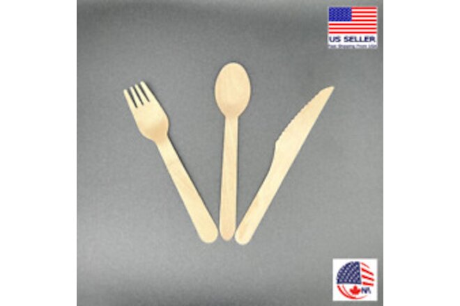Disposable Wooden Forks Spoons Knives - Eco-friendly Cutlery (BBQ Party Picnic)