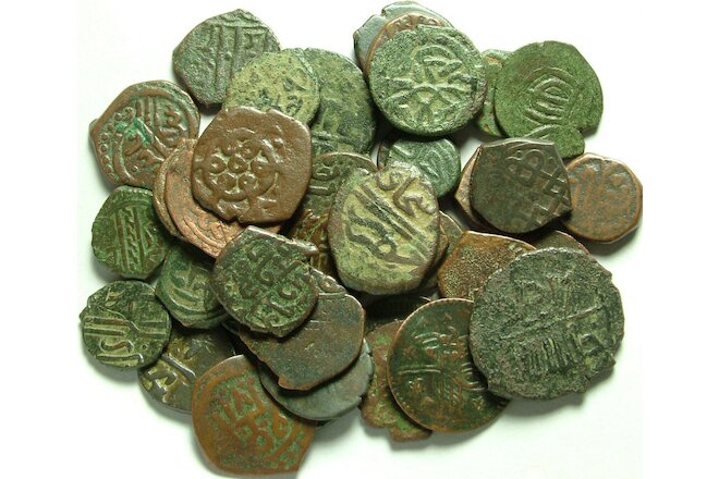 Lot 3 Rare original Islamic copper Bronze Mangir coins/Arabic/Ottoman Empire 15c