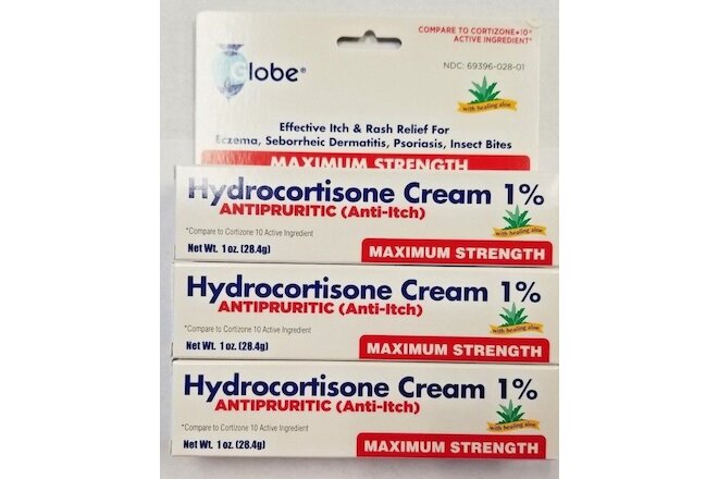 Hydrocortisone Maximum Strength CREAM 1% with ALOE, USP- 3 Pack -Exp 06-2023