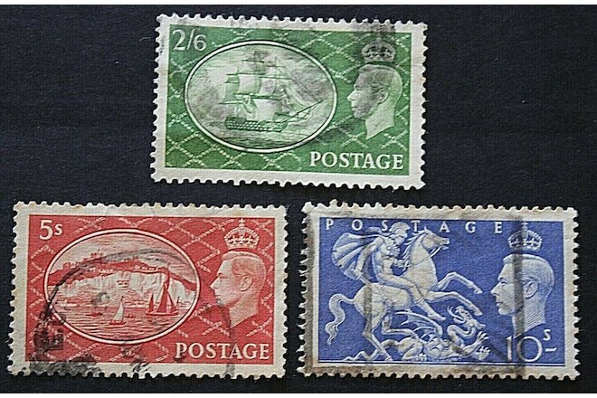 Great Britain - 1951 - 2/6, 5/- & 10/- Used Stamps