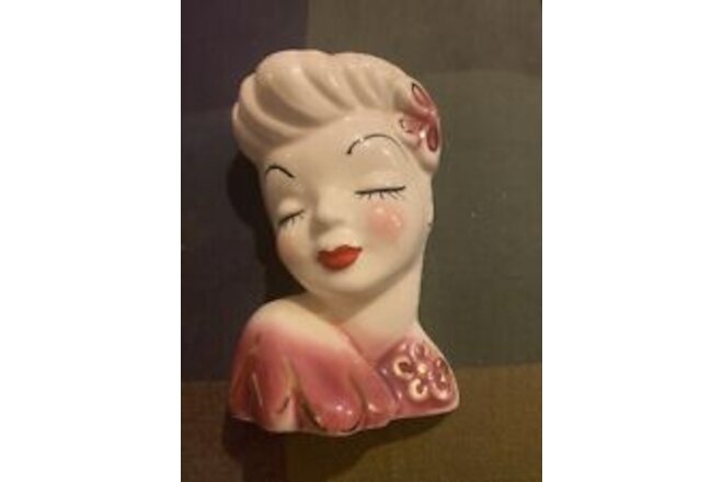 Vintage LADY HEAD VASE Wall Pocket Wallpocket Glamour Girl Deco Betty Grable.