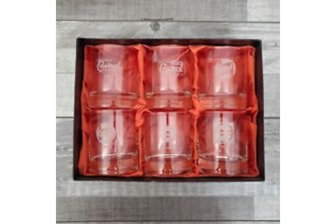Castrol Motor Oil Logo Through The Years Etched Low Ball Whiskey Glass Set of 6