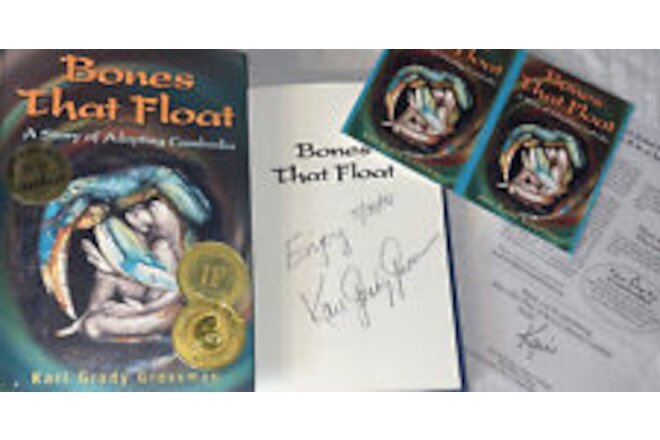 SIGNED Bones That Float Book Kari Grady Grossman 1st ED Hardcover HC Bonus Cards