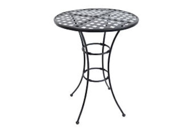 30 in Elegant Wrought Iron Round Patio Bar-Height Table - Black by Sunnydaze