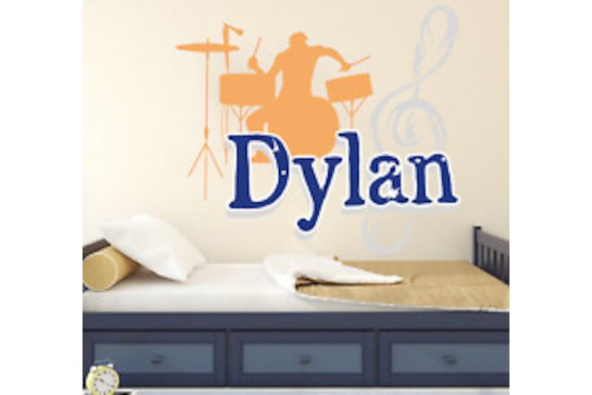Playing a Drums Custom Name Wall Decal Vinyl Sticker Wall Art Room Decor