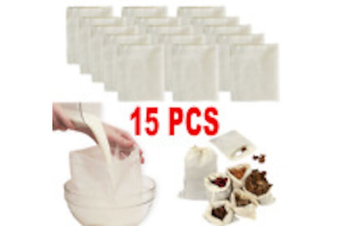 15x Nut Milk Bag Reusable Food Strainer Brew Coffee Juice Cheese Nylon Cloth