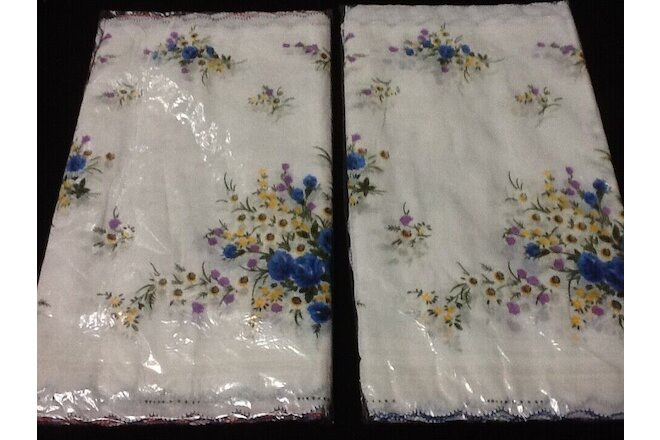 12 Ladies Handkerchiefs 100% Cotton Hankies Hankerchief Pocket Vintage Flower