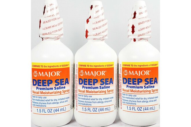 Major Deep Sea Nasal Saline Spray 1.5oz (Compare to Ocean Nasal Spray) - 3 Pack