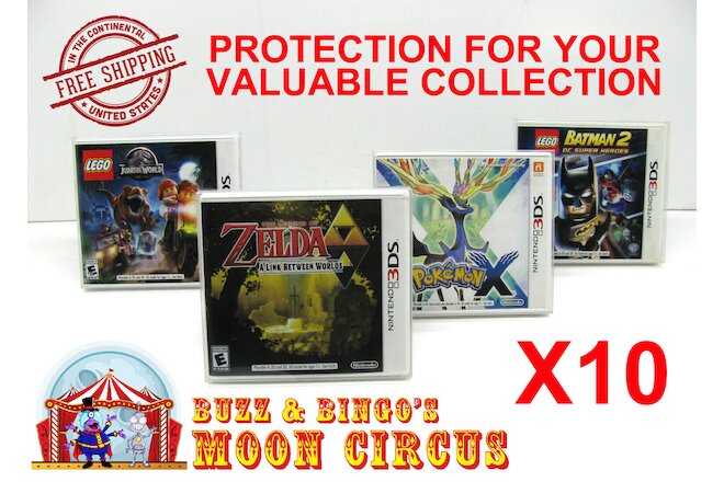 10x NINTENDO 3DS CIB GAME BOX - CLEAR PROTECTIVE BOX PROTECTOR SLEEVE CASE