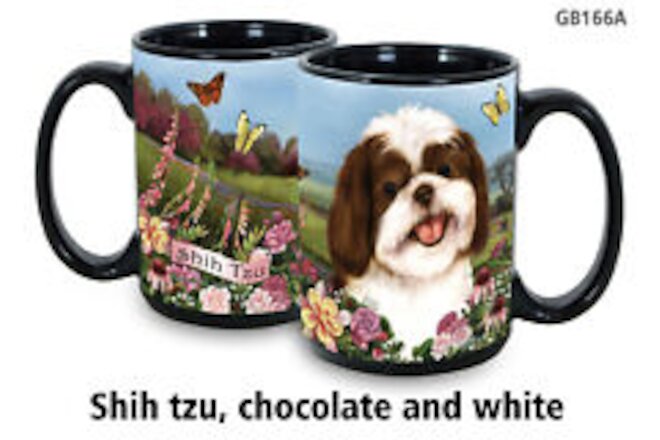 Garden Party Mug - Chocolate and White Shih Tzu