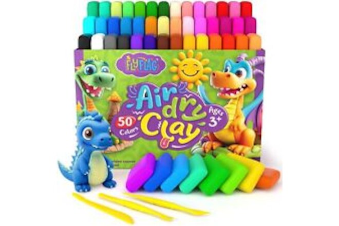 Air Dry Clay 50 Colors, Soft & Ultra Light, Modeling Clay for Kids with Acces...