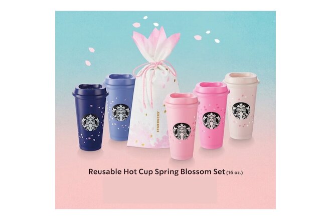 Starbucks Reusable Hot Cup Spring Blossom SAKURA Set 16 oz. Thailand Limited