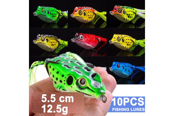 10pcs Frog Soft Lures 5.5cm 12.5g Topwater Bass Fishing Baits Crankbaits lures
