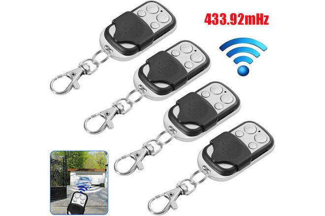 4x Universal Electric Cloning Remote Control Key Fob 433MHz For Gate Garage Door
