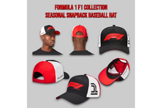 Formula 1 F1 Collection Seasonal Snapback Baseball Hat Cap Black & Red OSFM