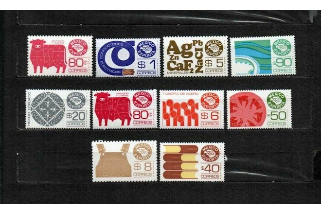 Mexico Exporta stamps lot 10 pieces mint NH 3-3 1975-87, combine shipping
