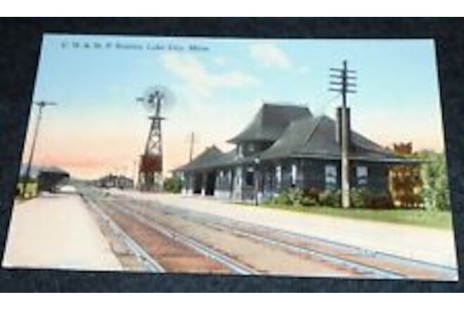C. M. & St. Paul Railroad Depot, Lake City Minnesota Vintage Postcard