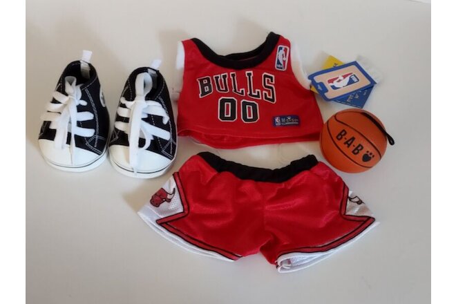 Build A Bear Chicago Bulls Uniform Basketball & High-Top Sneakers Lot of 4
