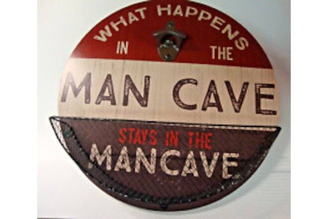 NEW The Cap Catcher MAN CAVE  Wall Mounted Bottle Opener With Cap Catcher