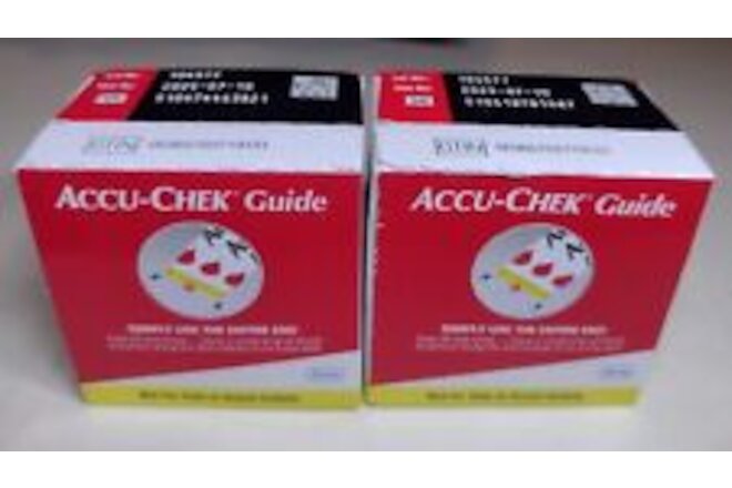 NEW  100 ACCU-CHEK GUIDE, 2  BOXES OF 50 TEST STRIPS EACH, EXP DATE 07-10-2025