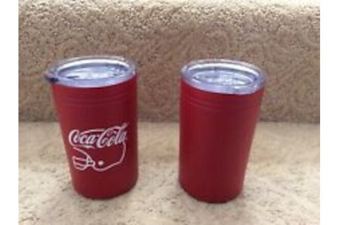 Lot of 2 x Coca Cola Insulated Tumbler Football Themed Red Cup - 12 OZ