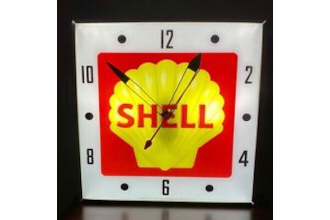 Shell Oil Lighted Advertising Pam Clock Free Shipping