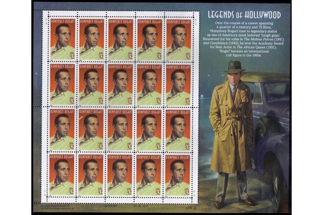 20 Mint HUMPHREY BOGART STAMPS Casablanca Maltese Falcon African Queen Big Sleep