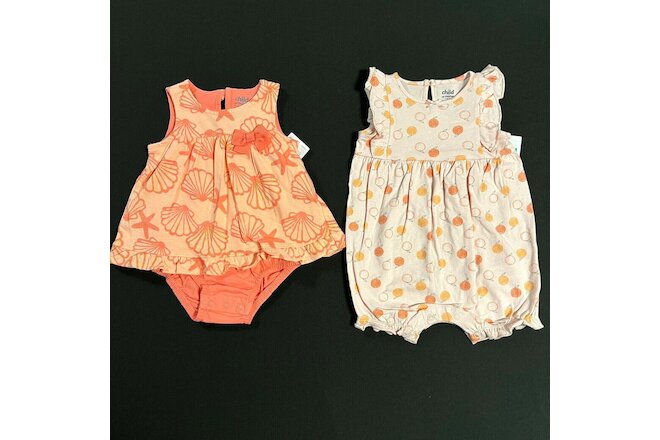 2 Child of Mine Infant / Baby Girls Cute & Comfy Rompers Multicolor 3-6 Months