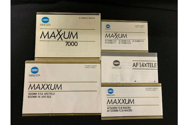 Minolta Maxxum 7000 Camera  & Various Lens Manuals Double X Manual